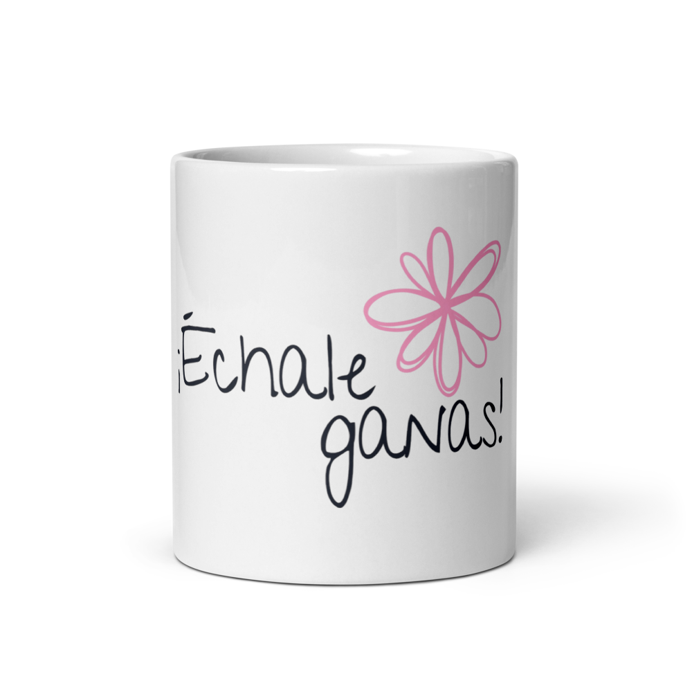 Echale Ganas Floral White Ceramic Mug