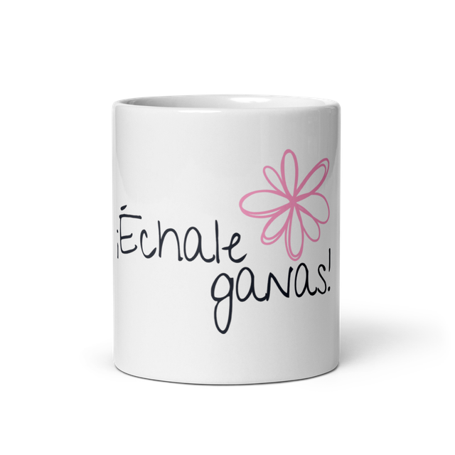 Echale Ganas Floral White Ceramic Mug