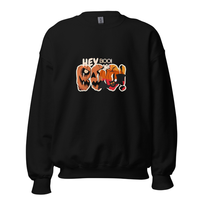 Hey Boo Halloween Sweatshirt – Spooky Bat & Jack