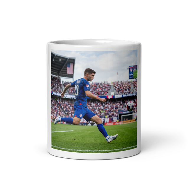 Taza blanca brillante Título