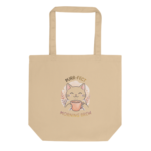 Cute Minimalist Coffee Cat Eco Tote Bag