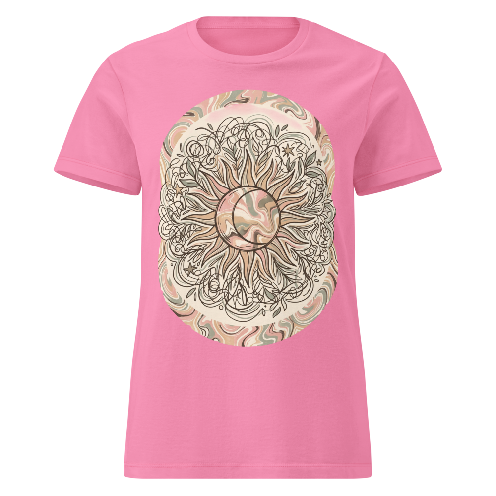 Boho Celestial Sun T-Shirt | Pastel Marble Sun Gra