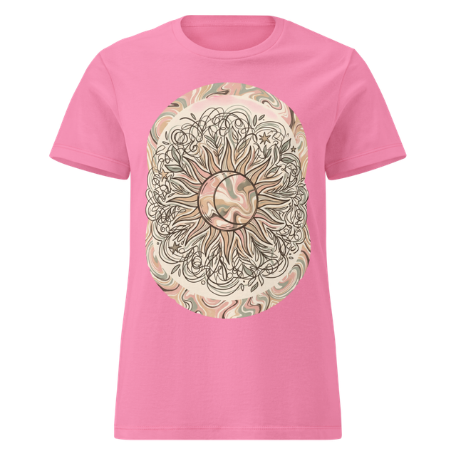 Boho Celestial Sun T-Shirt | Pastel Marble Sun Gra