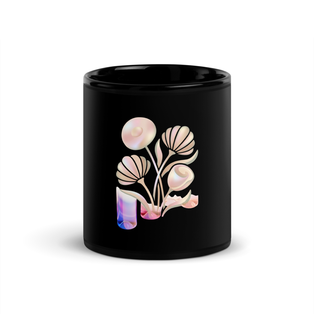 Pearl Bloom Black Mug