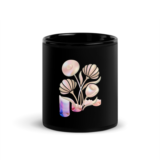 Pearl Bloom Black Mug