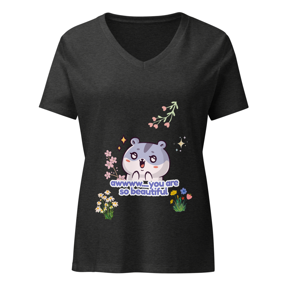  "Cute Hamster V-Neck T-Shirt"