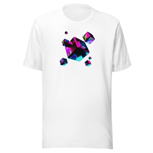 3D Neon Metallic Floating Cubes