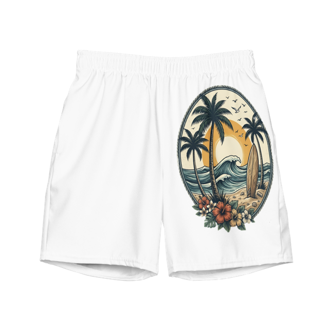 Coastal Beach All-Over Print Recycled Swim Trunks