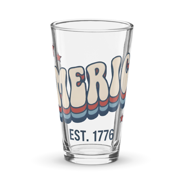 Vintage Patriotic Graphic Shaker Pint Glass (16 oz