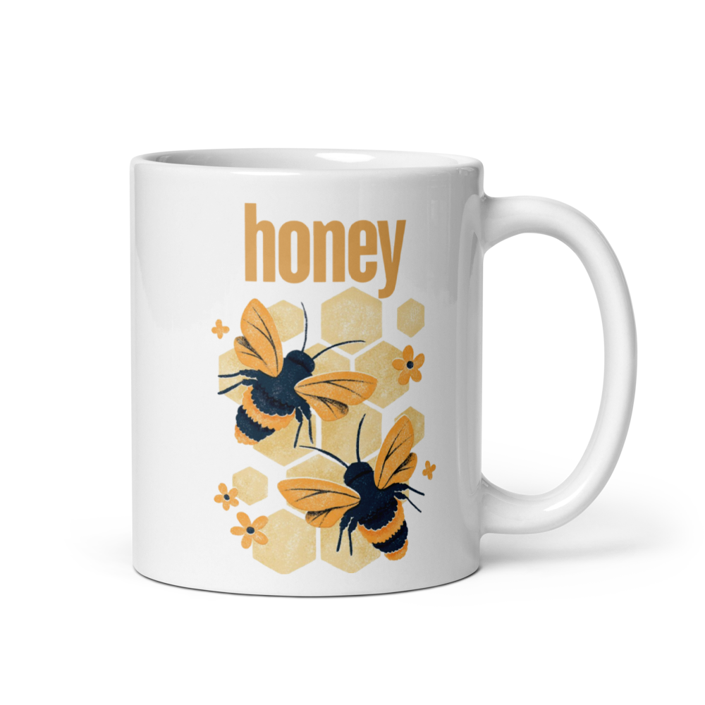 Honey Bee Coffee Mug | Cute Bee Floral Mug.🐝