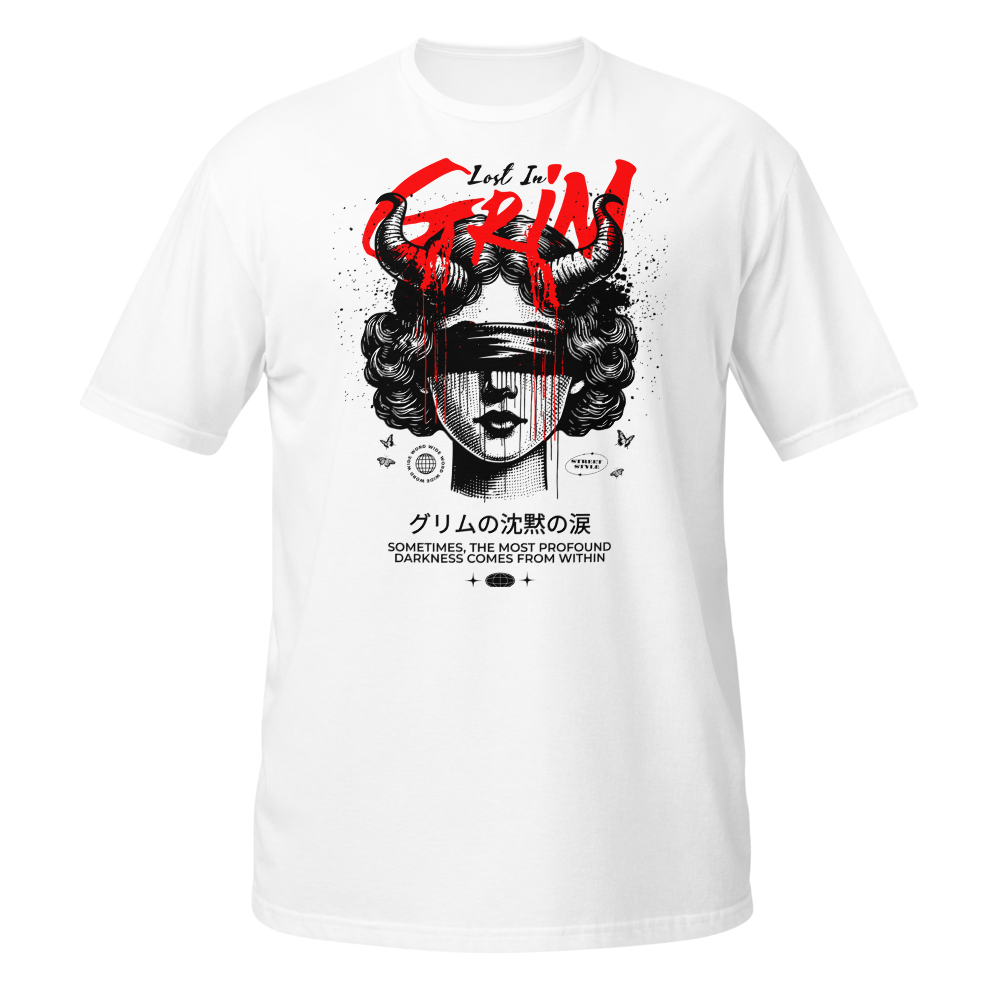 "Lost In Grim" Horned Statue Graphic T-Shirt 