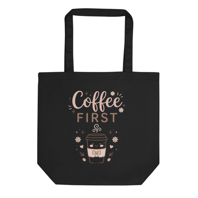 Coffee First Eco Tote Bag - Cute Kawaii Coffee Lov
