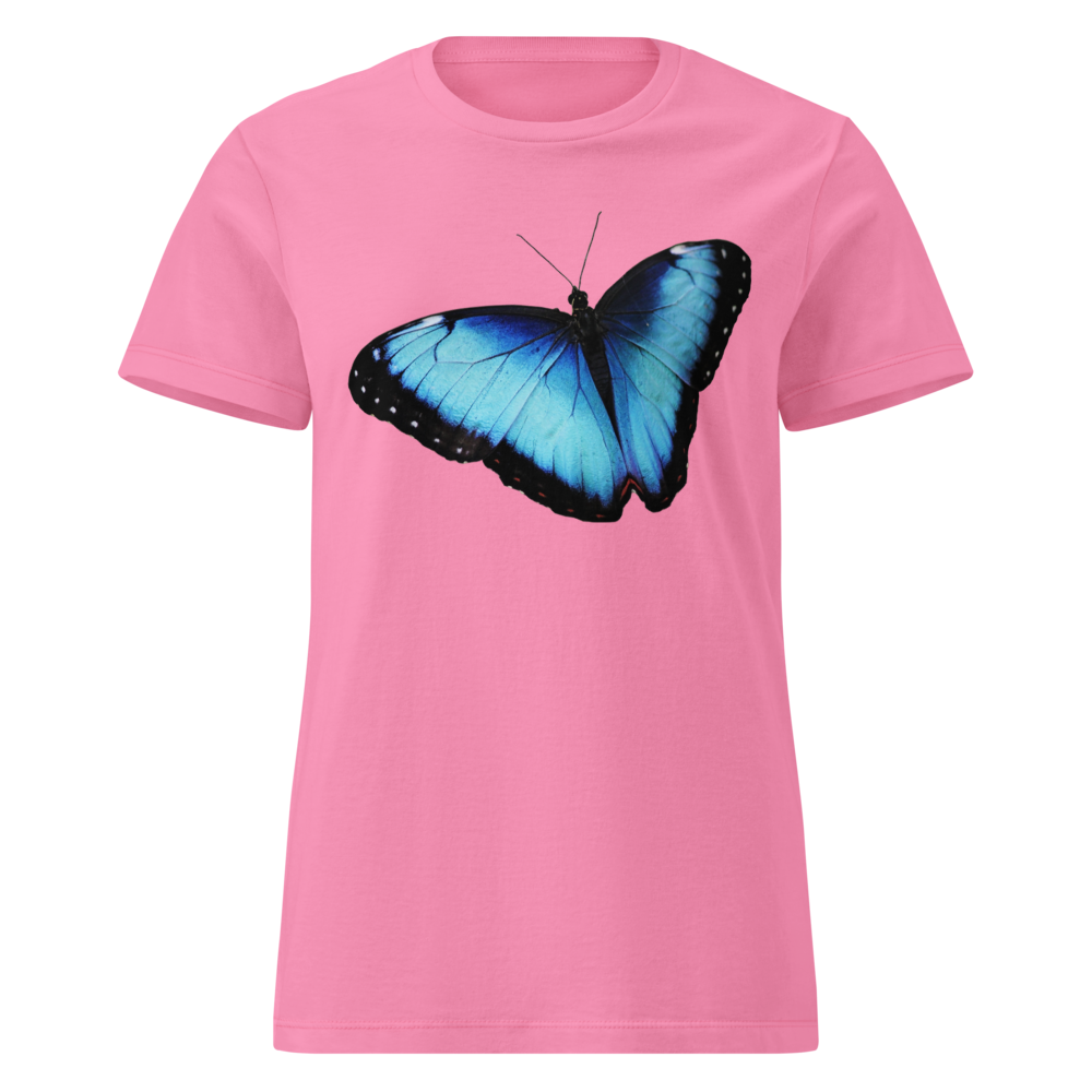 Pink Blue Butterfly T-Shirt for Women - Aesthetic 