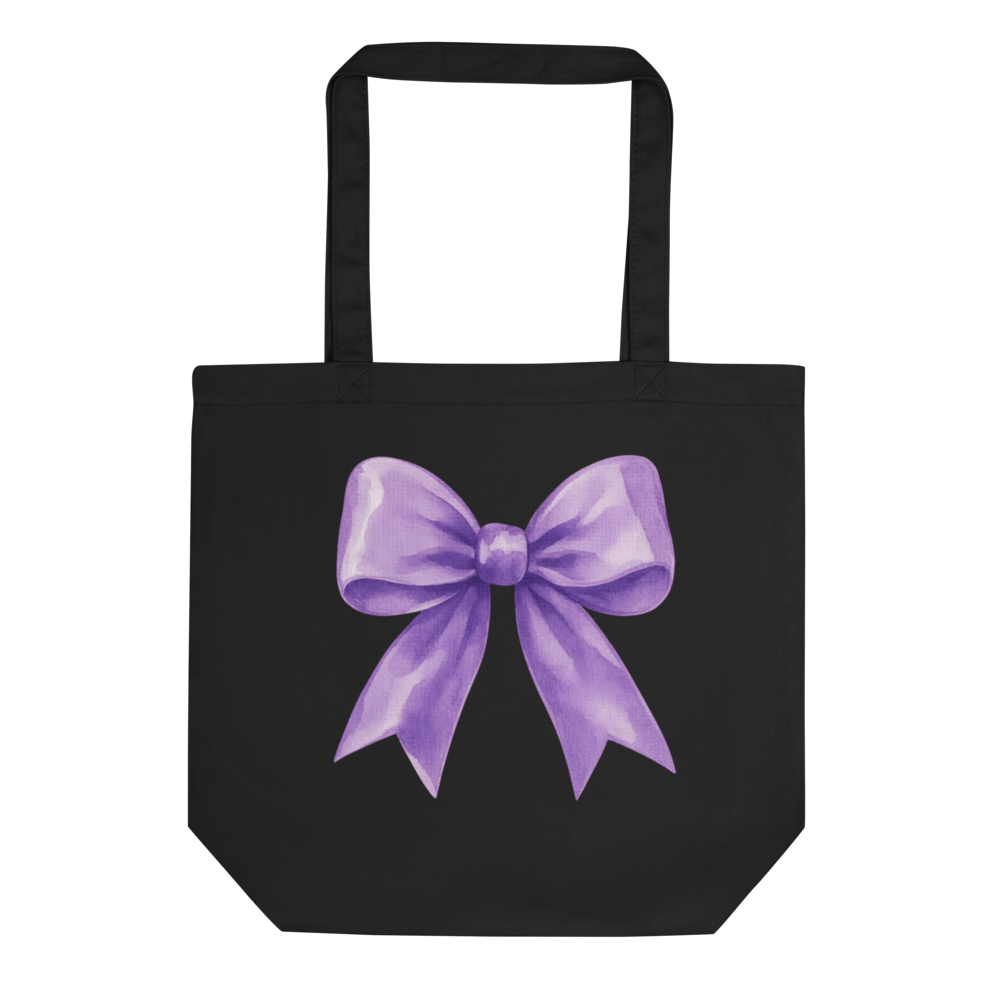 Purple Bow Black Tote - Coquette
