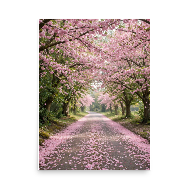 Cherry Blossom Path - Pink Sakura Poster