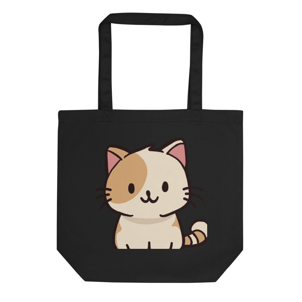 Cute Cat Eco Tote Bag - Black
