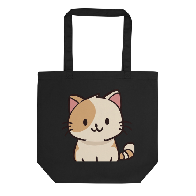 Cute Cat Eco Tote Bag - Black