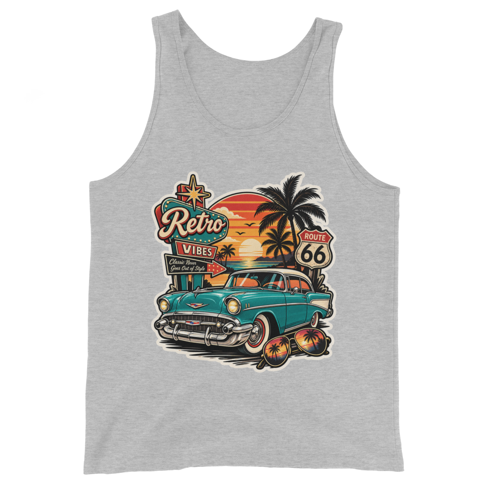 Classic Retro Car Sticker – Vintage Route 66 Sunse