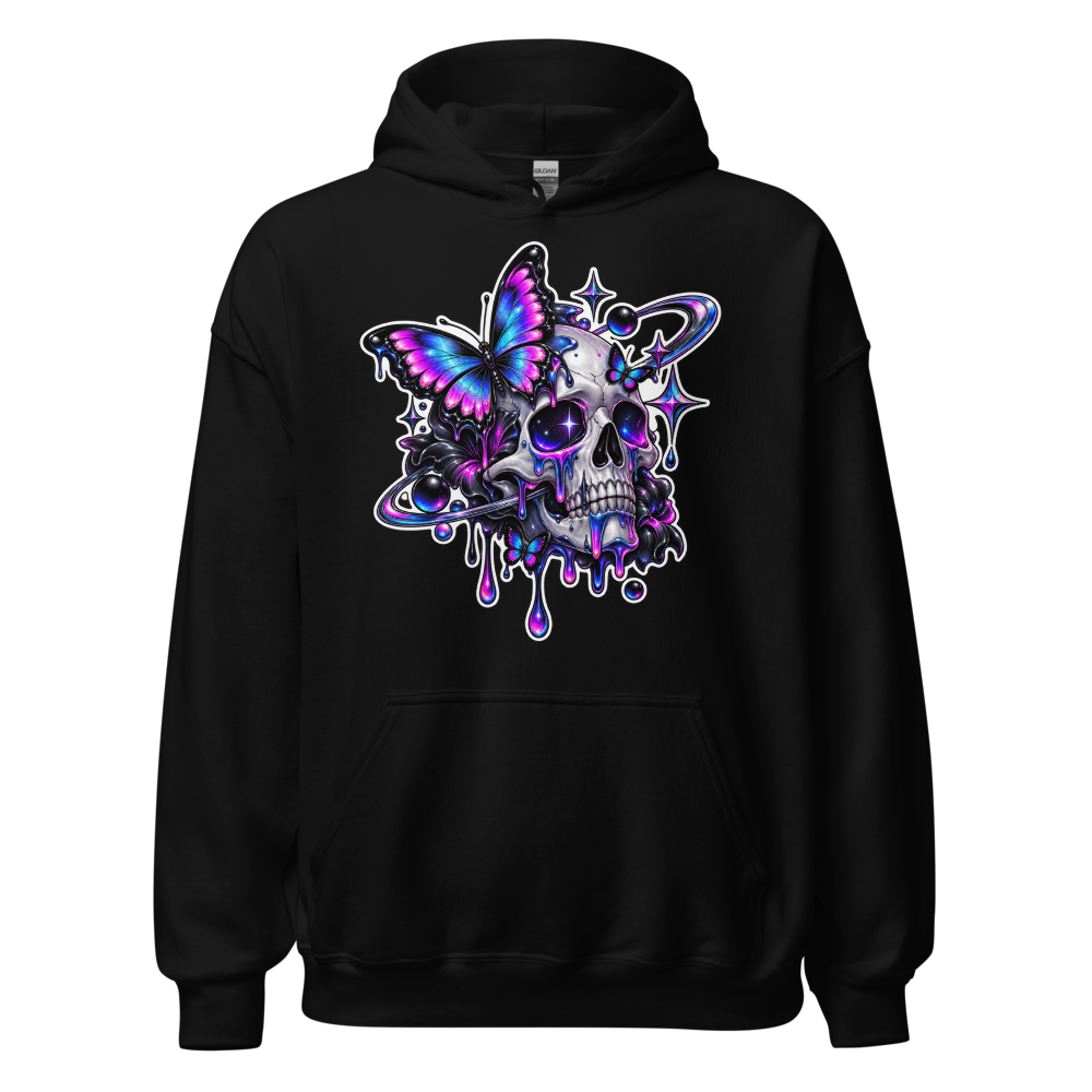 Cosmic Skull Butterfly Neon Sticker