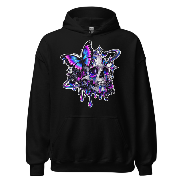 Cosmic Skull Butterfly Neon Sticker