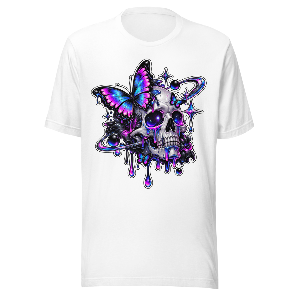 Cosmic Skull Butterfly Neon Sticker