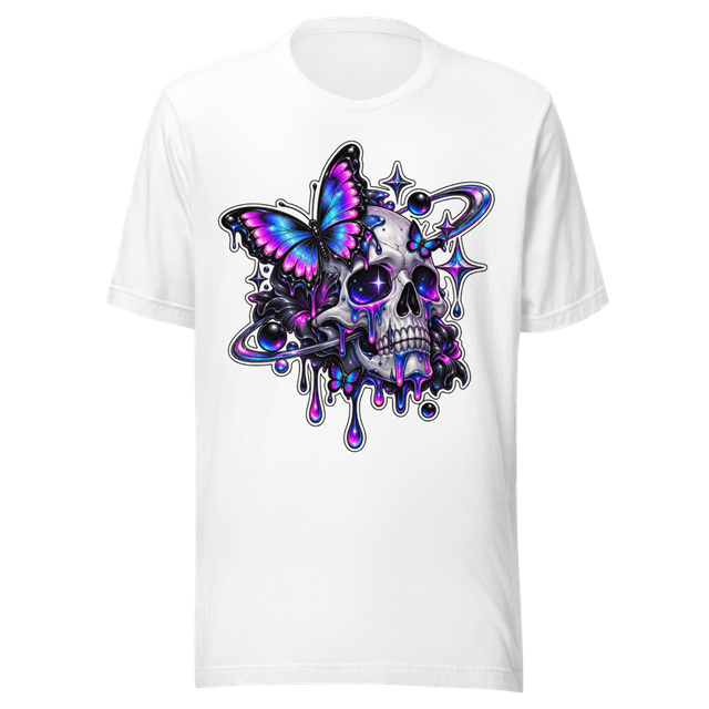 Cosmic Skull Butterfly Neon Sticker