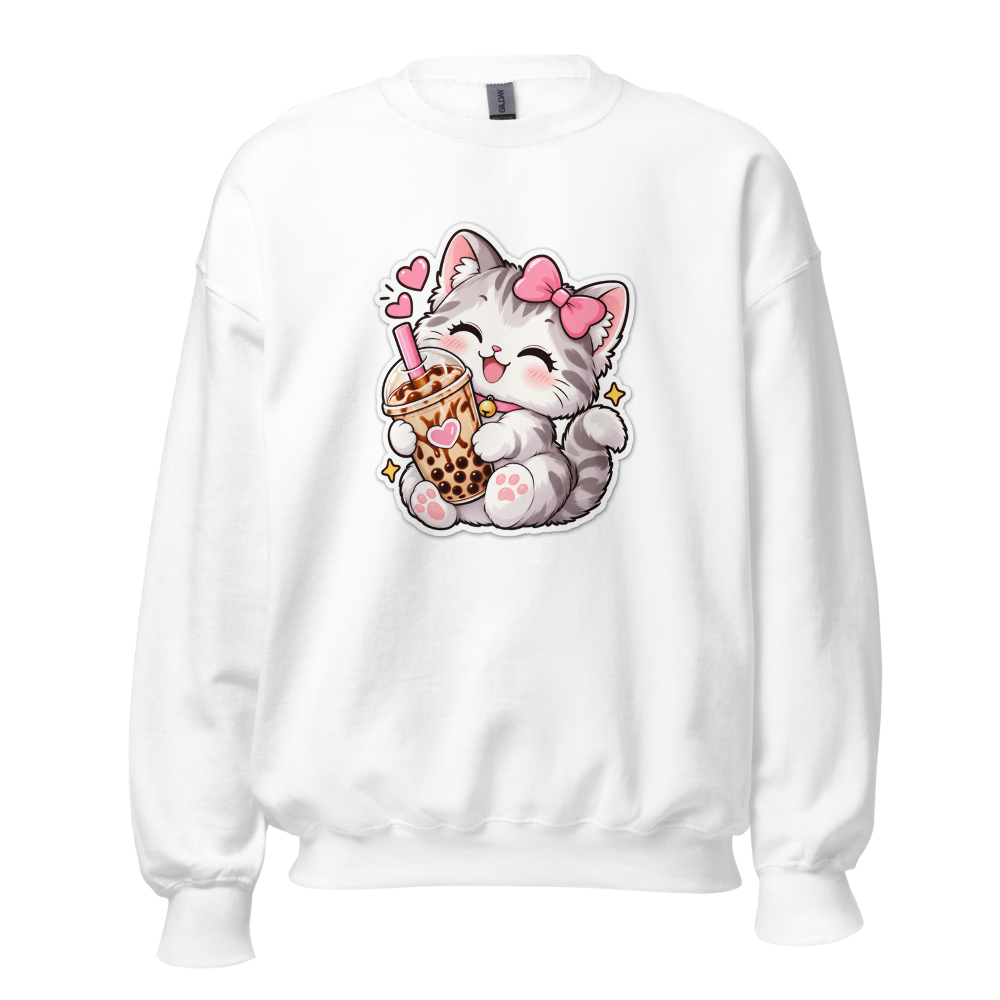 Cute Kawaii Cat Boba Sticker – Adorable Bubble Tea