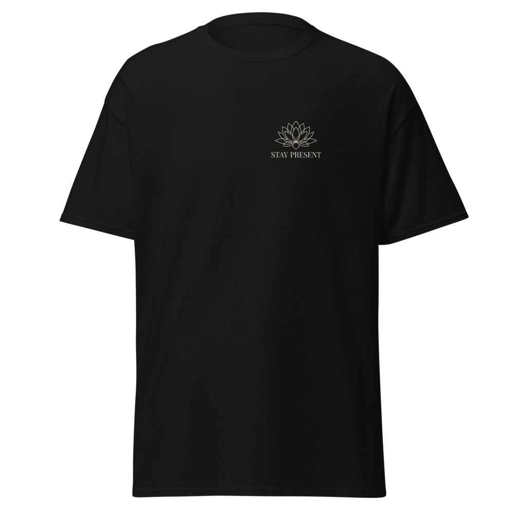 Stay Present Lotus Minimalist Graphic T-Shirt