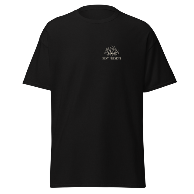 Stay Present Lotus Minimalist Graphic T-Shirt