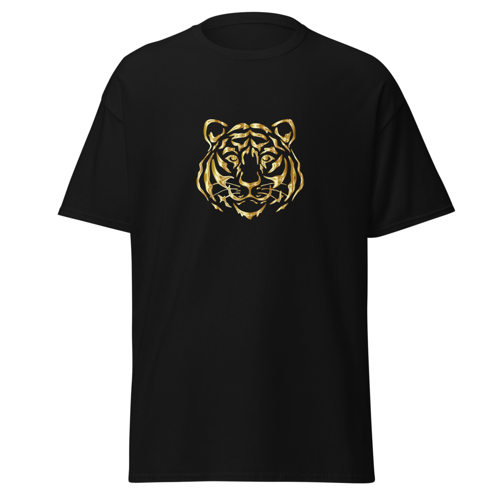 Golden Tiger Face Graphic T-Shirt 