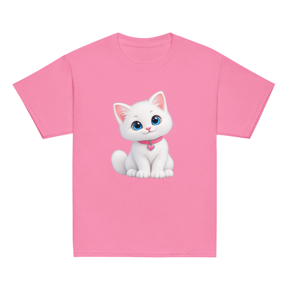 Adorable White Kitten – Cute 3D Cartoon Cat with B