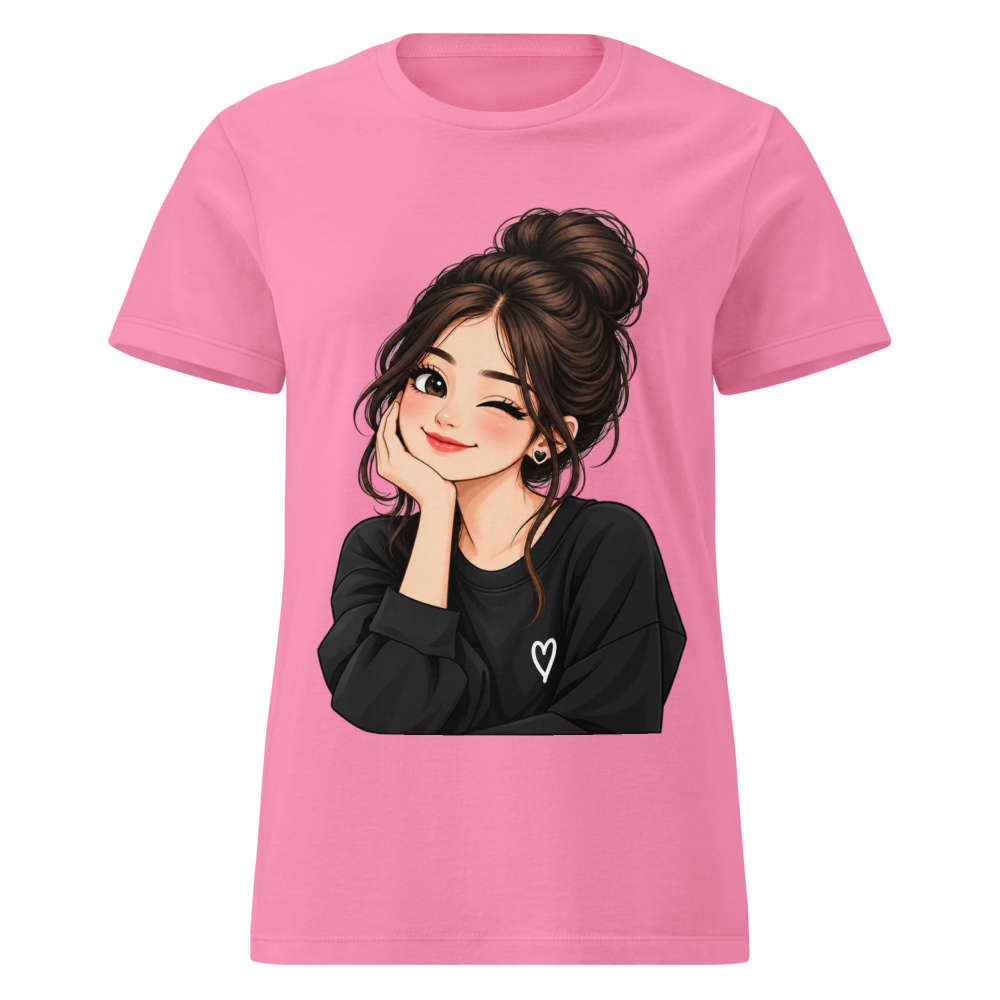 Cute Winking Girl – Kawaii Cartoon Art
