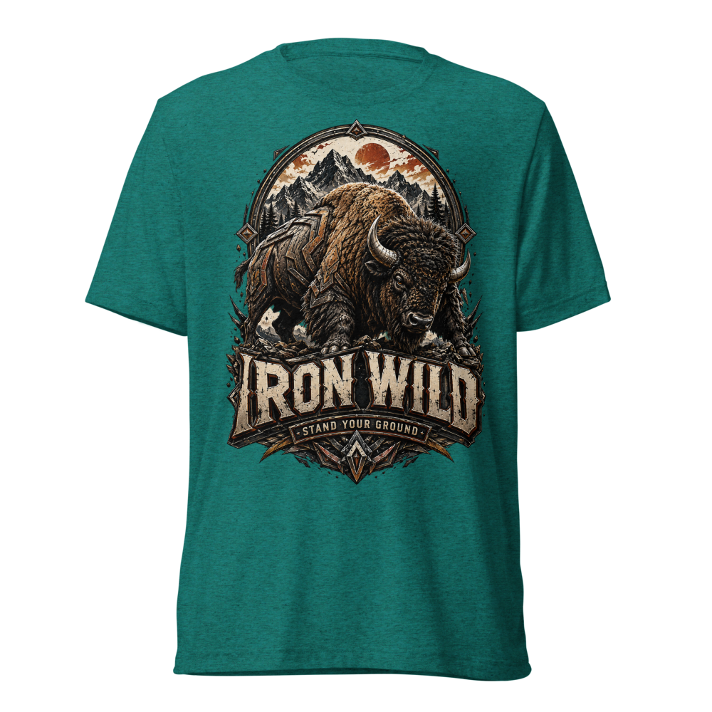 Iron Wild Bison T-Shirt – Rugged Mountain Animal 
