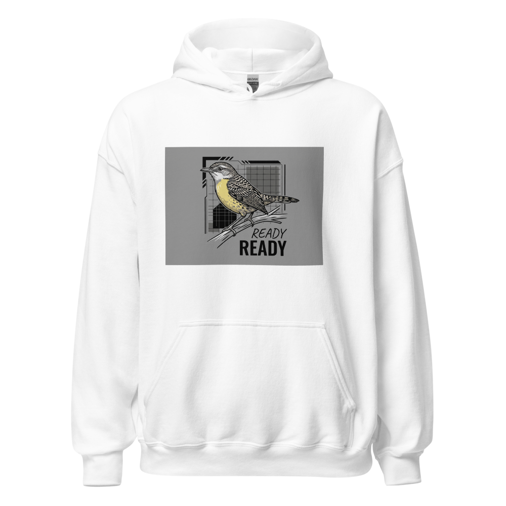 A bird flies high.