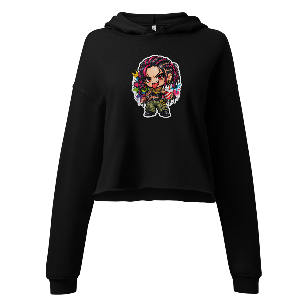 Chibi Hip-Hop Girl Graffiti Cropped hoodie