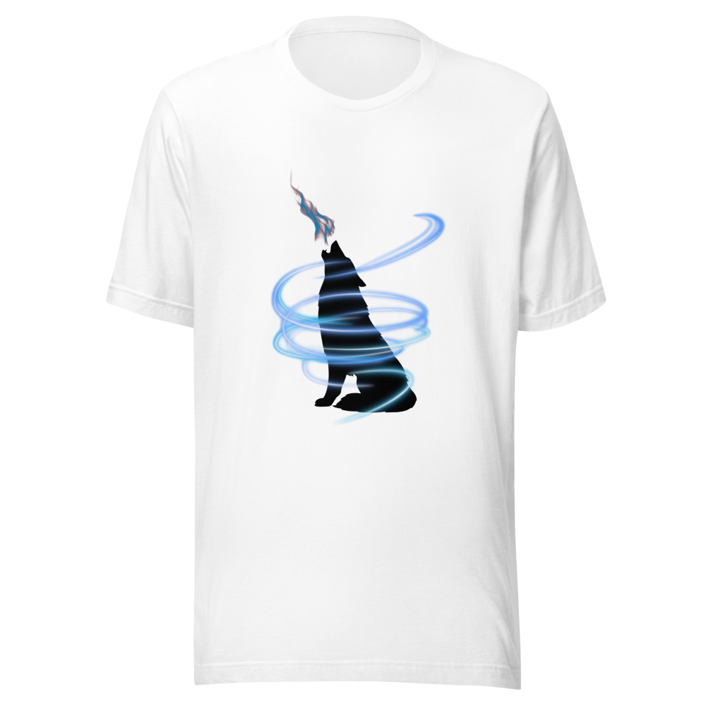 Howling Wolf with Blue Spirit Swirl – Hand Drawn O