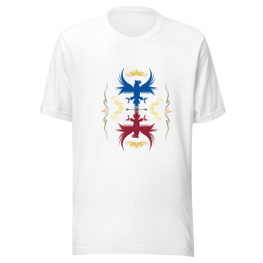 Symmetric Red & Blue Bird – Hand Drawn Original De