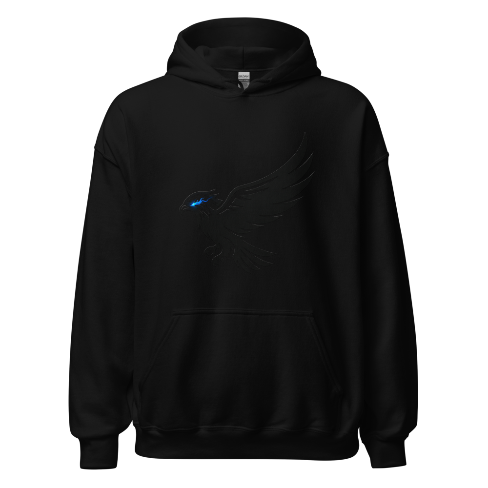 Blue Fire Eagle – Silent Dominance (Black Hoodie)
