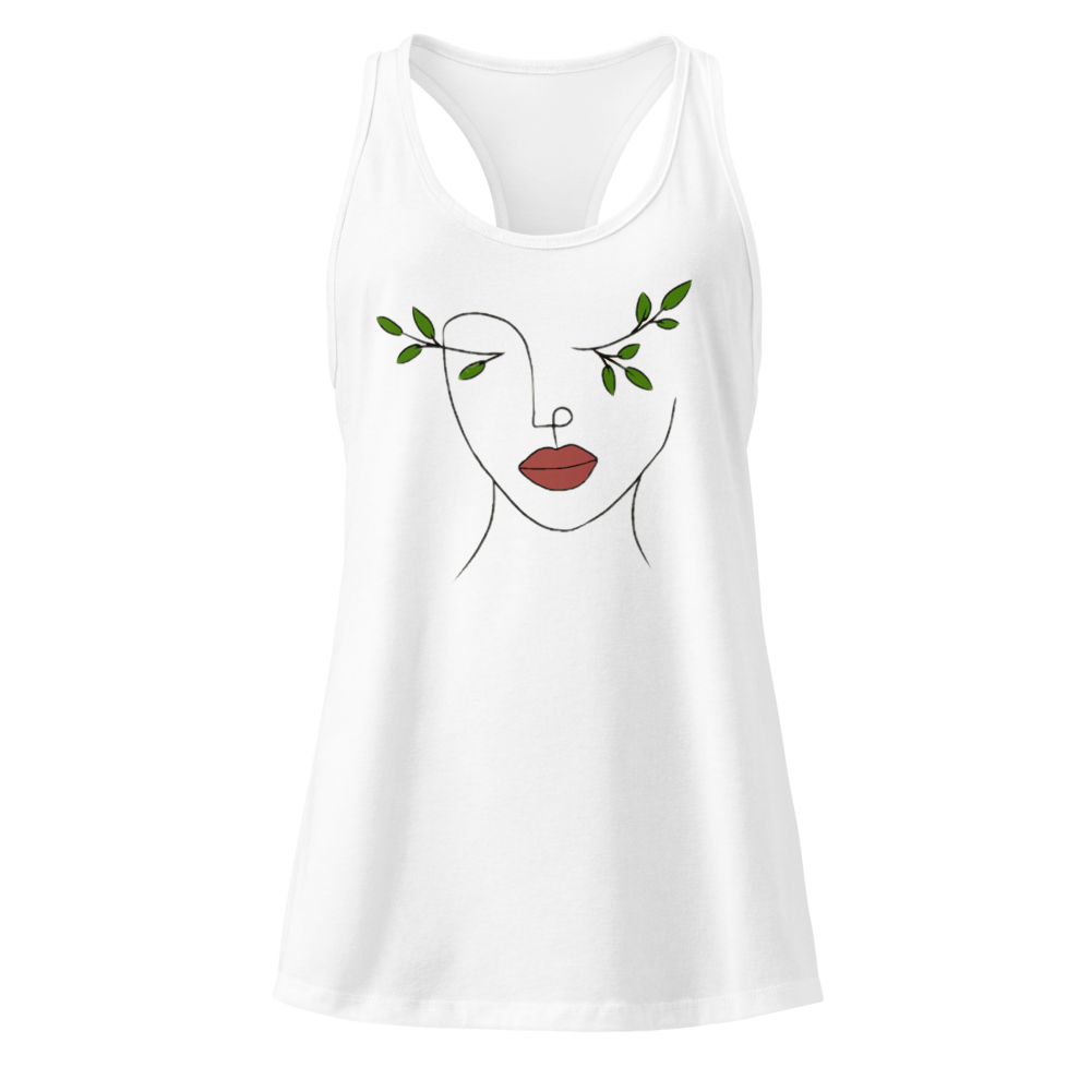 Boho Face Leaf Tank - Front & Back Print Racerback