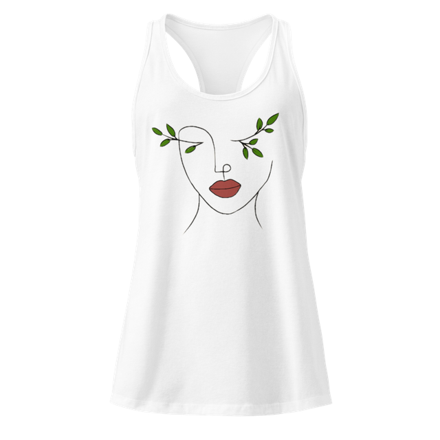 Boho Face Leaf Tank - Front & Back Print Racerback