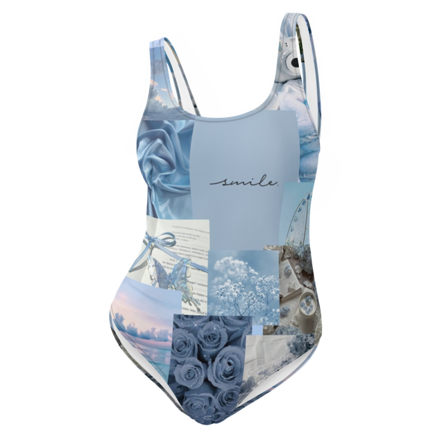 Aesthetic Blue💙🌊Collage One-Piece Swimsuit