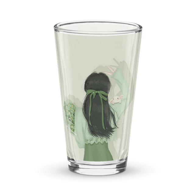 Sage Green Anime Girl Pint Glass 16oz