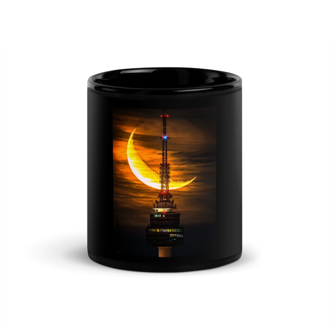 Aesthetic Moon Tower Mug - Black 🖤 Glossy