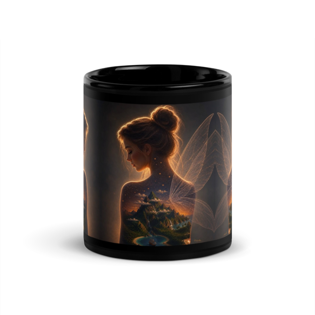 Enchanted Fairy🧚♀️😌 Castle Black Glossy Mug🖤💌