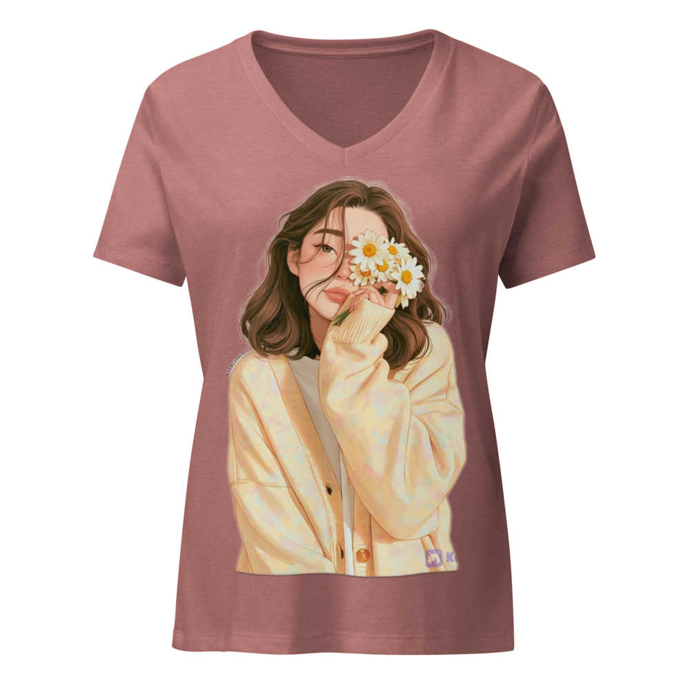 Daisy Girl Aesthetic V-Neck Tee👕💌🤷‍♀️