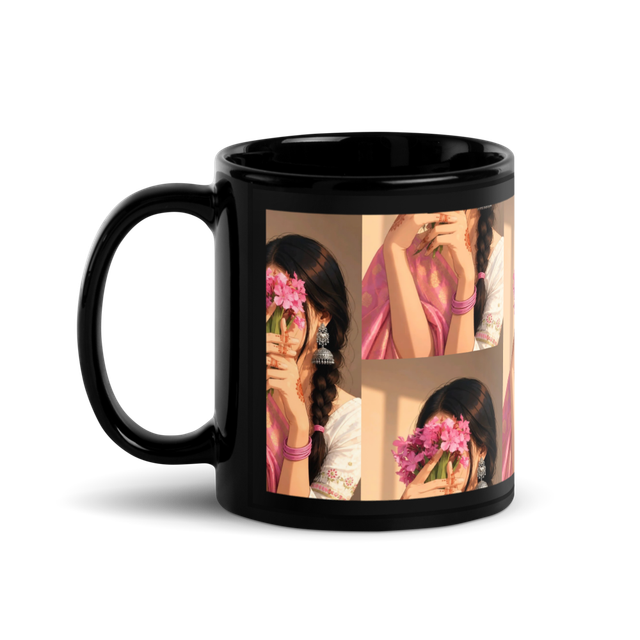 Floral Girl Black🖤 Glossy Mug 11oz