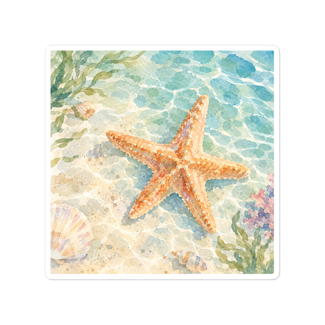 Watercolor Starfish & Tropical Ocean