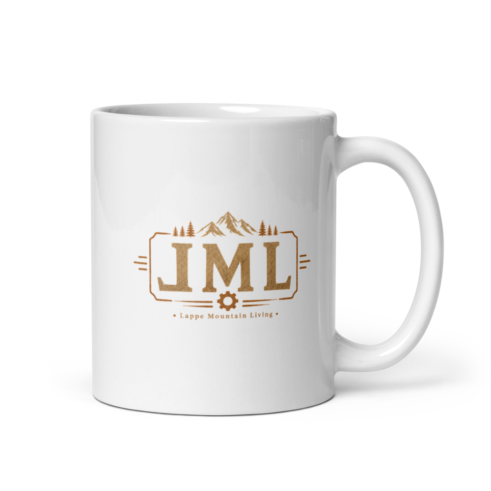 White mug small logo