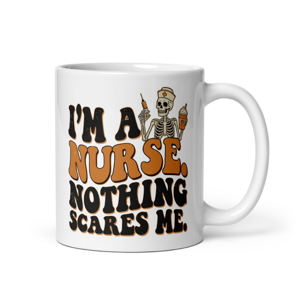 Retro Nurse Skeleton Pumpkin Latte Humor