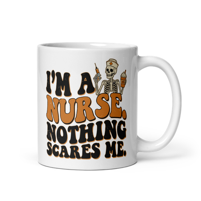 Retro Nurse Skeleton Pumpkin Latte Humor